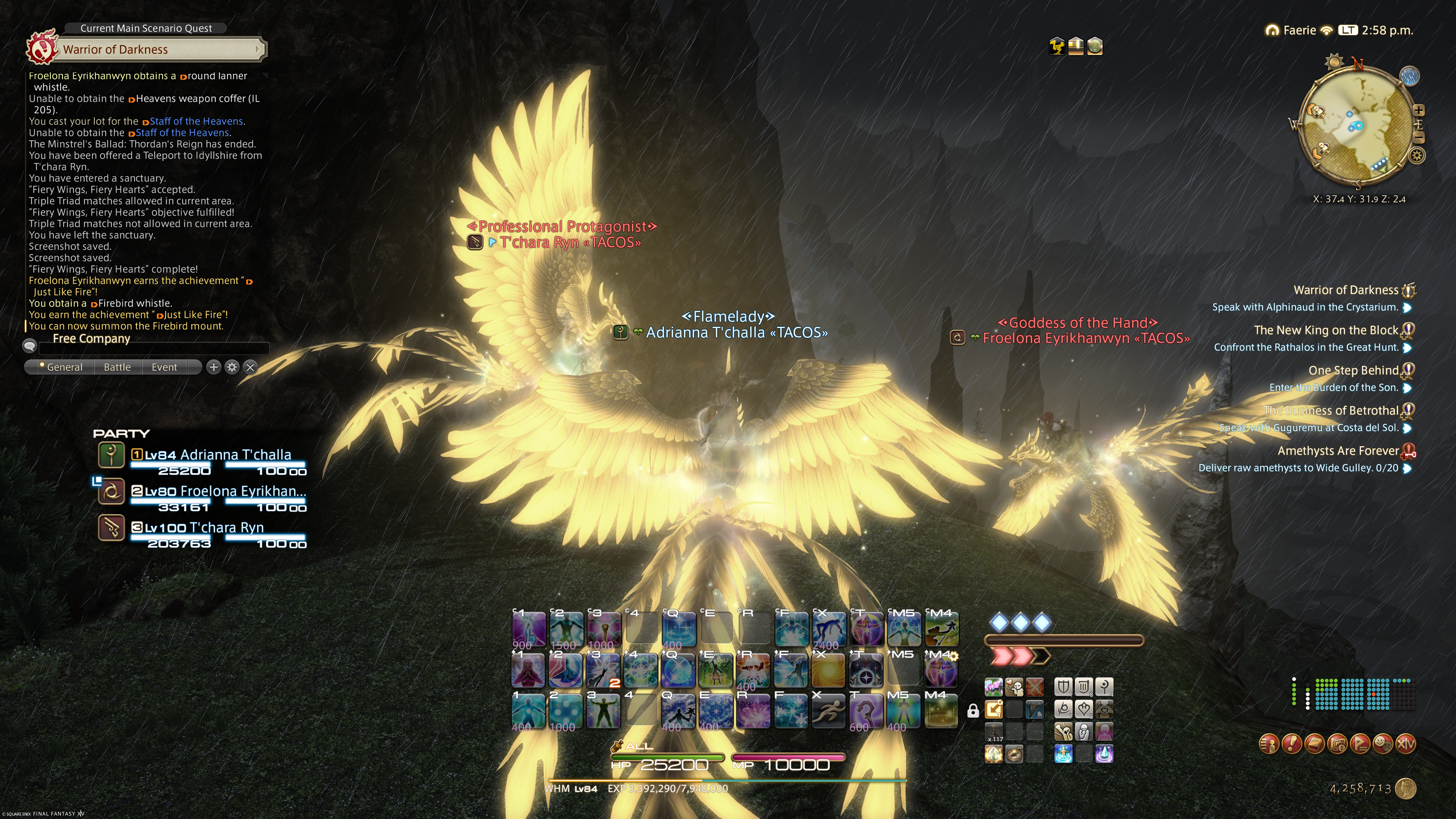 Adri, Danny, and Froelona (Tessie) on a Firebird mount.